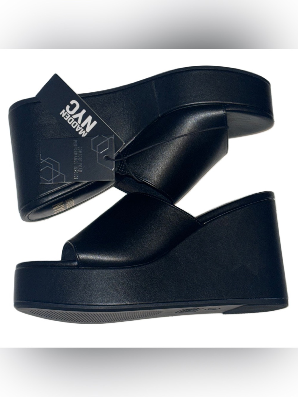 Madden NYC Black Platform Boho Wedge Slide on Sandals - Women's 11 - Picture 10 of 14